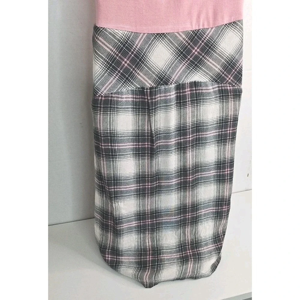 Justice Pink Dress w/ Faux Black Pink Flannel Shirt Tie Dress Size 8